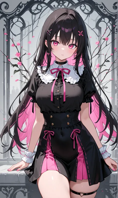 dark haired、pink inner color