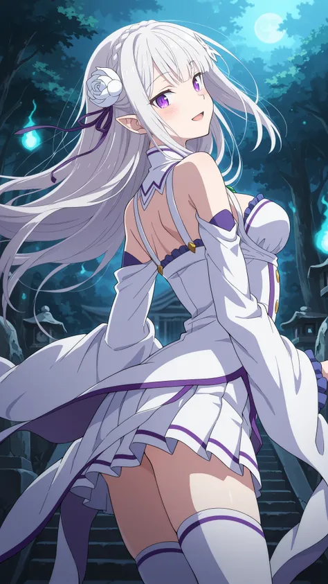 BREAK (masterpiece:1.2), best quality, high resolution, unity 8k wallpaper, (illustration:0.8), (beautiful detailed eyes:1.6),Old moss-covered shrine hidden among trees,
stone lanterns cracked and leaning,
mist curling around ancient steps,
dim light...