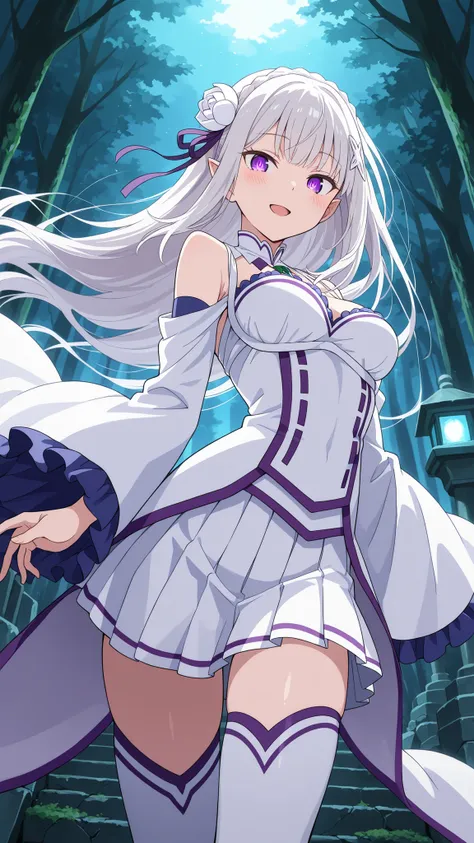 BREAK (masterpiece:1.2), best quality, high resolution, unity 8k wallpaper, (illustration:0.8), (beautiful detailed eyes:1.6),Old moss-covered shrine hidden among trees,
stone lanterns cracked and leaning,
mist curling around ancient steps,
dim light...