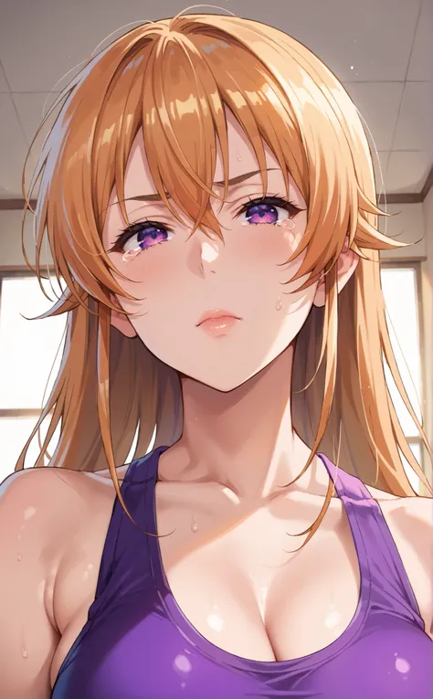 score_9, score_8_up, score_7_up, score_6_up, score_5_up, score_4_up, source_anime,

1girl,erina nakiri, long hair, orange hair, hair between eyes,(purple eyes), shinny eyes,huge breasts, 

close-up of woman in deep stretch, face nearly touching her legs, e...