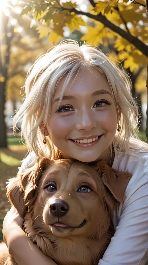 Portrait of a girl with a dog