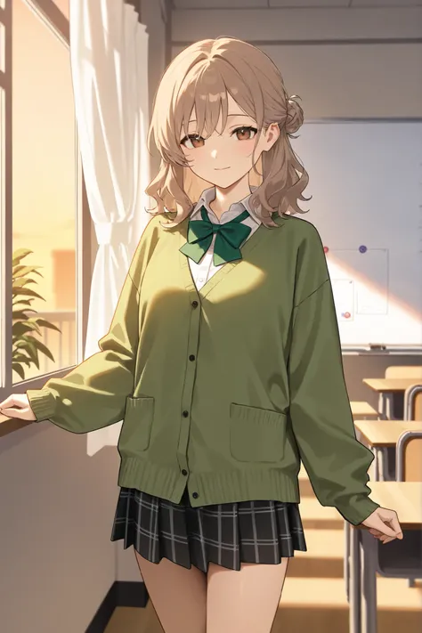 score_9, score_8_up, score_7_up, masterpiece, best quality, detailed face, 1 girl, solo, beautiful, modest chest, slender body, mature, light makeup, closed mouth, gentle smile,
Light brown hair, brown eyes, medium hair, wavy hair, hair bun, white dress sh...