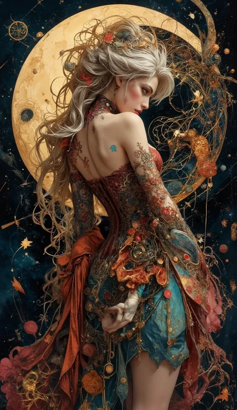 Ethereal 5 ft 2 in 19-year-old blonde entwined with a mercurial 6 foot Dream-touched lover - she with striking features (high Nordic cheekbones, full rose-pink lips, azure/gold heterochromatic eyes, refined aquiline nose), he manifesting as a darkly whimsi...