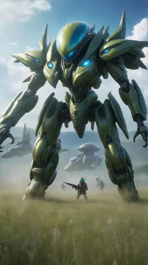 highdefinition image、Pretty Soldier、Battle with Alien Baltan in the Plateau Prairie、On the plateau grassland、全身highdefinition image