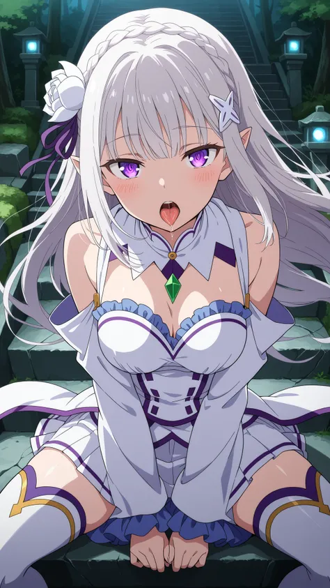 BREAK (masterpiece:1.2), best quality, high resolution, unity 8k wallpaper, (illustration:0.8), (beautiful detailed eyes:1.6),Old moss-covered shrine hidden among trees,
stone lanterns cracked and leaning,
mist curling around ancient steps,
dim light...