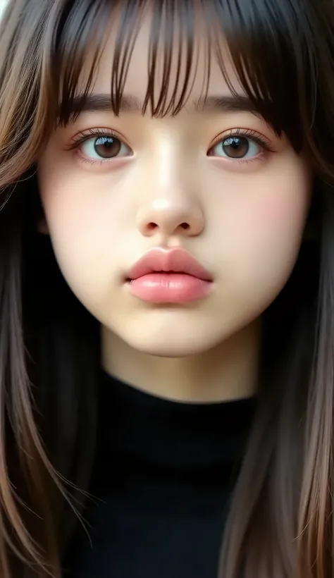 raw , analog style , amazing close-up portraits of young women that make it possible to focus on women , impressive appearance . she's been a long time , fluttering hair , charming gaze , and charming expression . the background should be neutral and sim...