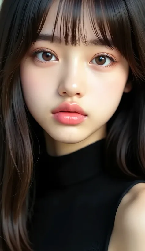 raw , analog style , amazing close-up portraits of young women that make it possible to focus on women , impressive appearance . she's been a long time , fluttering hair , charming gaze , and charming expression . the background should be neutral and sim...