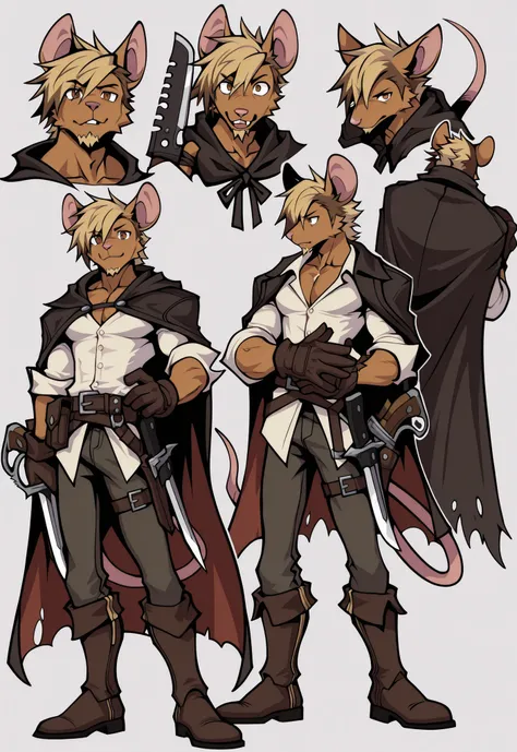 Experienced furry character reference sheet adoptable for Wolfstar, masterpiece , modern day alternate universe, no background, fullbody, multiple views , best quality , masterpiece , masculine , character sheet , dungeon & dragons , visual novel , feature...