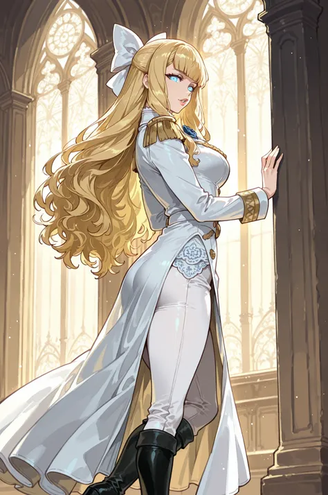lazypos, 1girl, solo, looking at viewer, wideshot, from the side, standing, detailed eyes, looking at viewer, shadow, ligh particles, full lips, thick lips, Inspiring,
charlotte \(fire emblem\), blonde hair, blue eyes, glowing eyes, cathedral background, B...