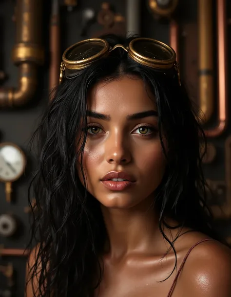 bare shoulders,  view from below, bottom view, (Tarasutaria), Romanticism art, face close up view polaroid of a petite beautiful woman , smooth skin, beautiful skin, mature feminine Somali face, shy smile, light green eyes, long eyelashes, beautiful silky ...