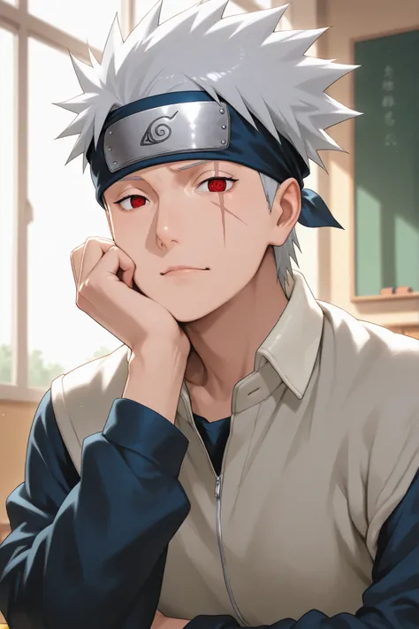 masterpiece, high quality、NARUTO、Hatake Kakashi Classroom、In class