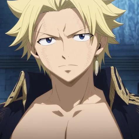 score_9, score_8_up, score_7_up, source_anime, StingFT, Sting blonde hair, light yellow Sting, 1boy, male focus, anime screencap, official style, intricate details, open silk black robe, detailed face, front view, Frontal portrait, looking at viewer, backg...