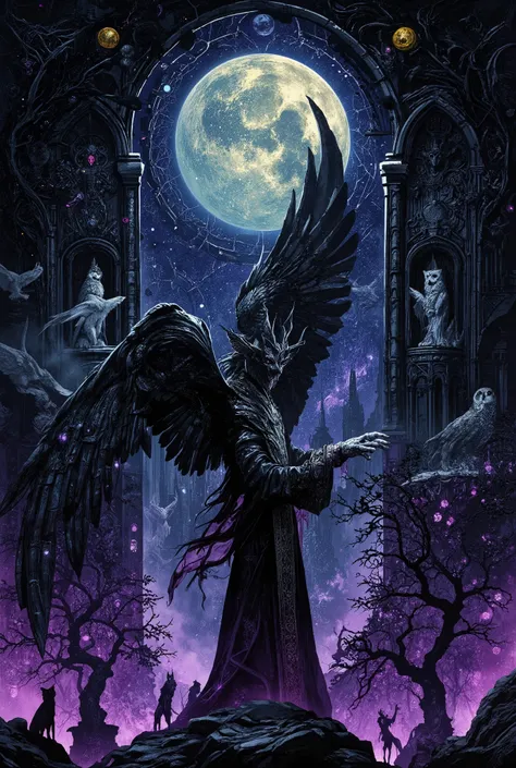 A transcendent portrait of an illuminated Dark Lord rendered in baroque gothic splendor, his perfectly trimmed silver hair swept back in aristocratic waves from noble temples, the short precise cut emphasizing his sharp cheekbones and strong jaw, creating ...