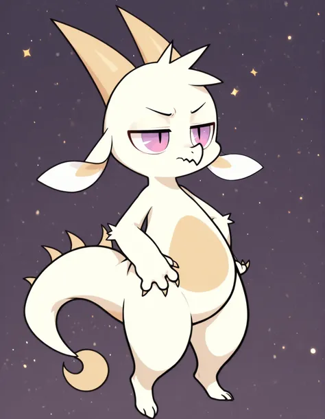 fw3nchfwy,, furry, anthro, solo, dragon, white fur, two-tone fur, horns, short hair, purple eyes, slit pupils, floppy ears, claws, spikes on back, tail