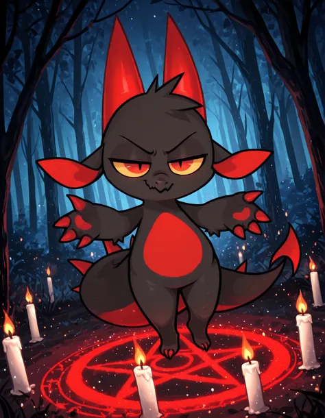 fw3nchfwy,, loonajizokustyle,, furry, anthro, solo, dragon, short hair, slit pupils, floppy ears, claws, spikes on back, tail,, black fur, red fur, two-tone fur, red horns, yellow sclera, red eyes, red claws,, high detail, 4k, high resolution, good_hands, ...