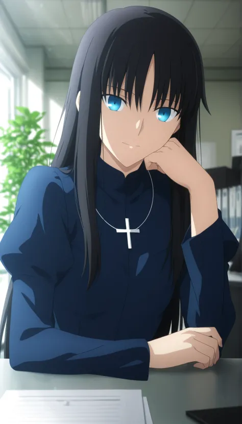 masterpiece, best quality, amazing quality, highres, absurdres, very aesthetic, high resolution, ultra detailed, perfect details, midnight,  ,indoors, ufotable style, , (from ,),((office)), plant, (sunlight), <lora:KnK_ryogi_manaXLIllustrious001>,
 
1girl,...