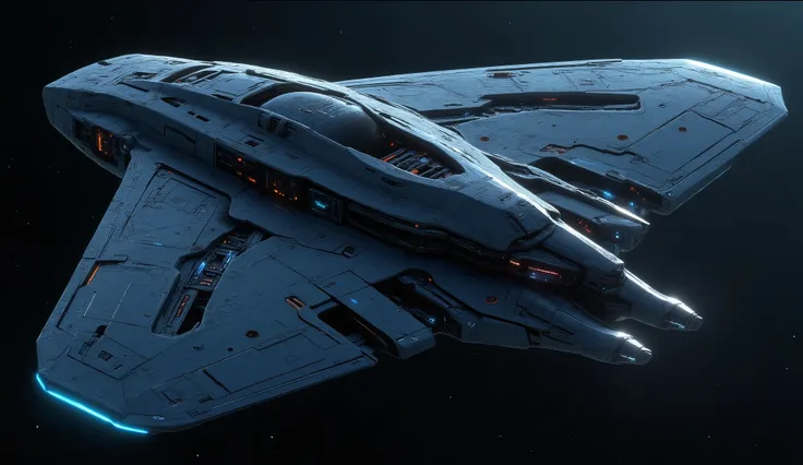 Interstellar_Scifi,Spaceship,Setting :mythic_cyberpunk_style,(masterpiece, detailed:1.2),zzSharkXShip,,background,Space Clouds.Topic: epic shark wing starship jD Phantom: wallpaper ewntering nebula from hyperspace , space clouds background, ultra sharp, ex...