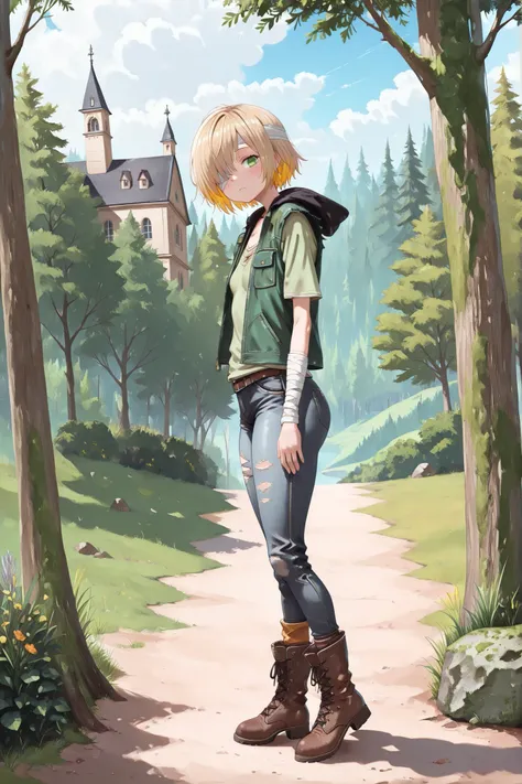  masterpiece, best quality, amazing quality, very aesthetic, absurdres, high resolution, detailed face, expressive eyes, clean lines, vibrant colors, stylized, soft shading, dynamic shading, bright lighting, sharp features, cute, energetic expression, full...