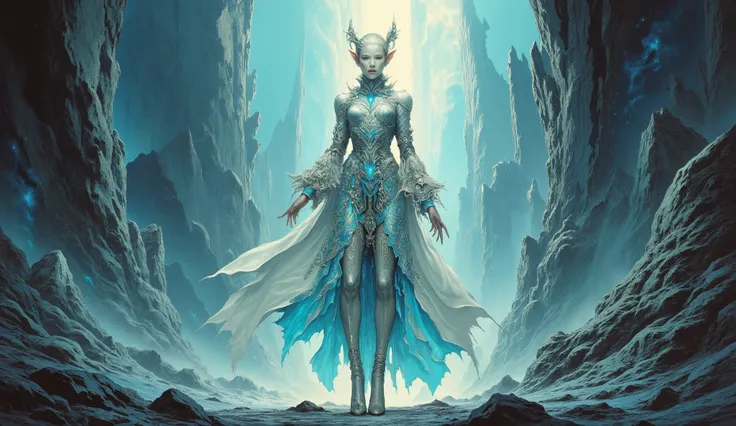 Ultimate Elder,An amazing woman of the future,full body shot,high heels,embroidered clothing.sci-fi