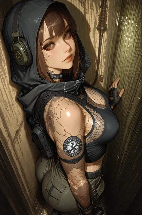 mythic_cyberpunk_style,green eyes,blue eyes,brown eyes,perfecteyes,ghost(modern warfare 2) | soap(modern warfare 2) | konig,masterpiece premium high quality,attention to detail, girl,22 years old,medium breasts,medium ass,Combat boots, cargo pants, long ra...