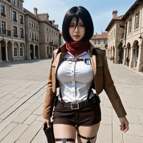 score_9,score_8_acima,score_7_acima,score_9,4k,high definition,8k,highres,anti-aliasing,detalhado,textura,Break MikaAckermans DXL Cinematic Lighting,uma garota,only,cabelo curto,cabelo preto,jaqueta,cinto,echarpe,olhos negros,cinta na coxa,red echarpe,embl...