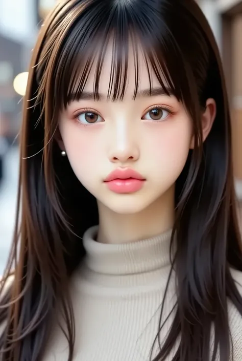 one girls , (a beauty girls , Delicate girls:1 . 3) , (13 years old:1 . 3) , BREAK , (street view:1 . 2) , (winter clothes:1 . 2) , BREAK , very fine resolution , (symmetrical eyes on canon:1 . 3) , BREAK , small breasts , brown eyes , parted bang , brown ...