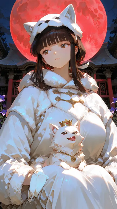 long hair,  blunt bangs , temple, Ji Qie,,Hairband, long hair,  blunt bangs , temple, Low Ponytail,, bellflower dog, brunette, Brown eyes,,Outstanding Works,Slightly realistic, Excellent quality, light and shadow, 超high resolution, high resolution,anime st...