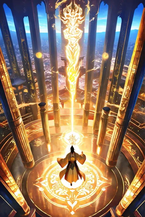 masterpiece, best quality, amazing quality, absurdres, newest, multiple charakters,
group of Japanese kami in divine palace, 1 charakter, Amaterasu in radiant gold kimono, 1 charakter, Susanoo in storm armor, 1 charakter Tsukuyomi in silver robe, all with...