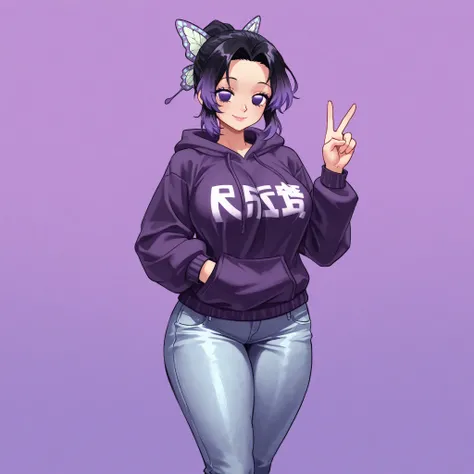 masterpiece, ultra-HD, impressionism, high detail, best quality, very aesthetic, 8K, best quality, beautiful, ultra-high resolution, 32K UHD, 1girl, solo, patShinobu, shinobu kochou, black hair, butterfly hair ornament, butterfly print, forehead, gradient ...