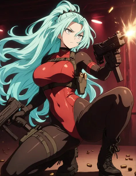 A masterpiece with highly detailed features, showcasing the best quality in 8K resolution. The focal point is a solo 28-year-old female with striking grey eyes and a beautifully detailed face. She has perfect hands, exhibiting flawless anatomy and proporti...