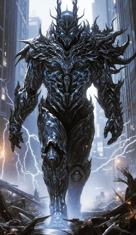 masterpiece, 8k, ultra-detailed, photorealistic. A formidable warrior encased in a dragon-inspired biomechanical combat armor, a fusion of high-tech and bio-organic design. The armor features intricate, glowing cybernetic textures, with razor-sharp angles ...