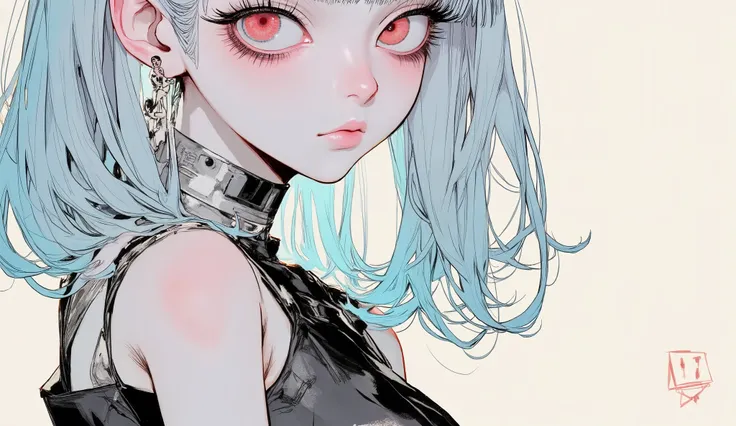 nipple,high quality, masterpiece, anatomically accurate, accurate, best quality, high quality model, high details, Tim Burton style, anatomically correct, one girl, movie scene, android, science fiction, 70s cinematography, science fiction, does not contai...