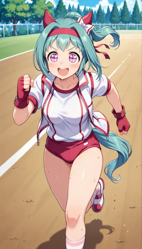 haru urara \(Uma Musume\),Gym Clothes,Bulma,ground,running
