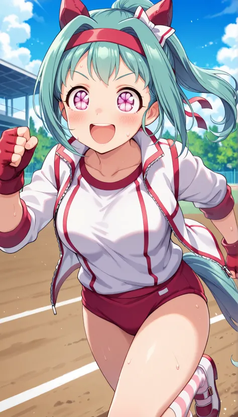 haru urara \(Uma Musume\),Gym Clothes,Bulma,ground,running