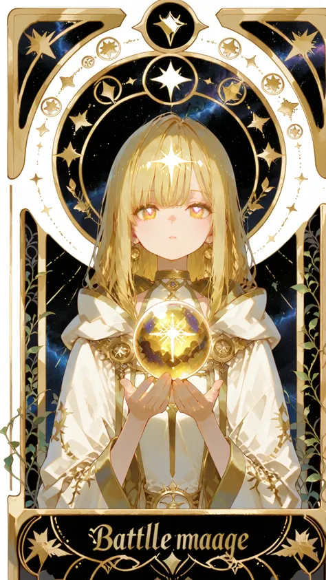 battlemage_neopresencia,,Outstanding Works,Slightly realistic, Excellent quality, Very beautiful, 超high resolution, high resolution,anime style,,Very delicate eyes and features. Tarot series style.**A mystical oracle priestess in elegant robes, holding a c...