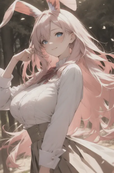 粉色兔耳少女！