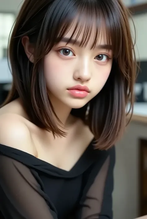 (masterpiece:1 . 3) , (8k , realistic , Original photo , best image quality: 1 . 4) , Japanese women in technical writing、Around 50 years old、Disconnect:2 . 0、very detailed face、Attention to detail、double eyelids、round nose、thick eyebrows、Chest to chest、li...