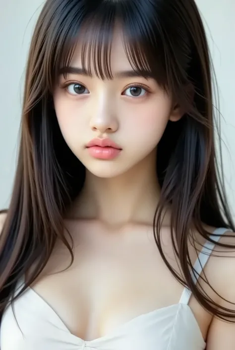 1 woman , face , white background , long hair at Boro-Yado , student