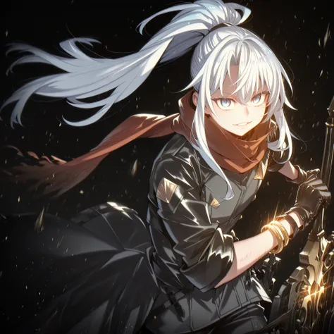 Alone, 1 boy, and short, small character; Short character, 1.50 meters tall character; and short, young character; Male character, long field tied in a long ponytail; White hair; Young and short character, similar in height to Rimuru Tempest;
Bright white...