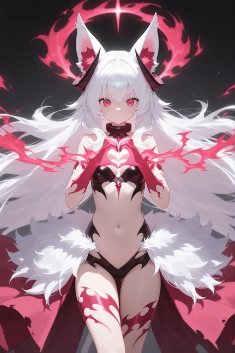 long white hair,Red pink eyes, Beast Ears Girl