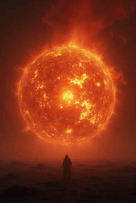 Prompt: A massive burning sun collapsing, its light fading, the sky turning dark and red, apocalyptic scene, highly detailed, cinematic, ultra realistic, dramatic lighting

