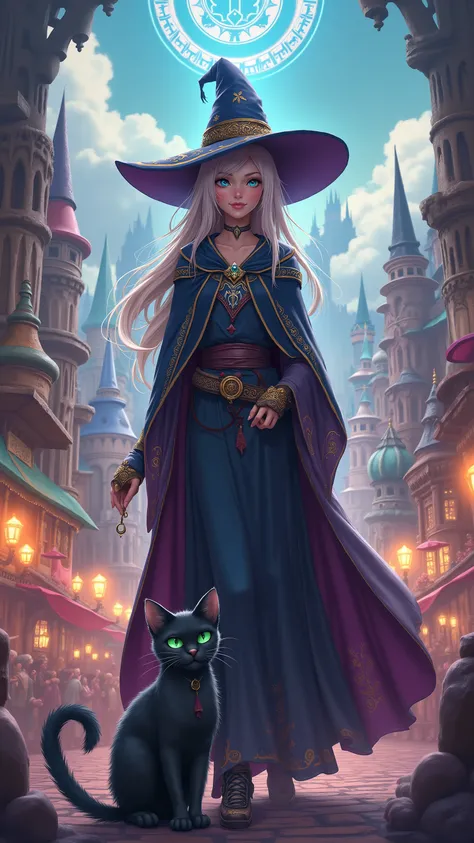highdefinition image、Witch's Journey、Along with me, the black cat girl、arrived in a colorful city