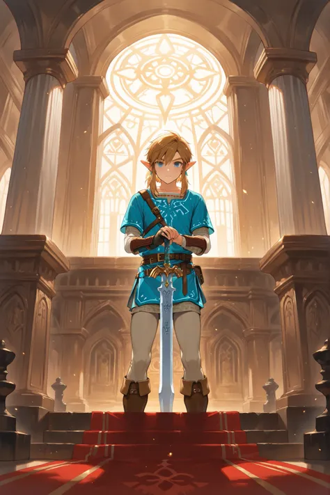 1 boy,((link)),(male focus:1.2)、((Ultra detailed))、score_9, score_8_up, score_7_up, score_6_up, ((8k)),(zPDXL2), ((masterpiece)), ((best quality)), ((highest quality)), (highres), (absurdres), ((extremely detailed)), (inside the sacred temple:1.2),(The sa...