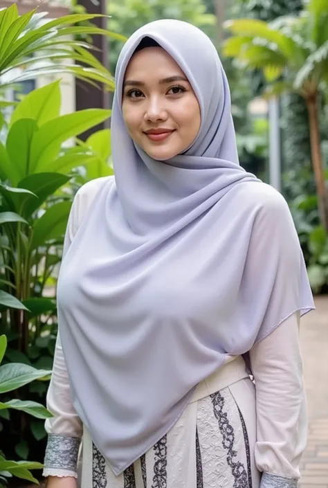 56 Years Old, Beautiful Hijab Indonesian Mature woman, Camisole, Bbw, Natural Mature Big Breasts : 1.4, Upper body.