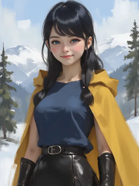 sketch painting, marinette Dopanchan, niji style, A very beautiful and cute 22 year old woman with a slight smile. (((Shy smile))), sharp focus on the face, (((Extremely detailed ice-blue western eyes, beautiful eyes, beautifully detailed eyes))), (((delic...