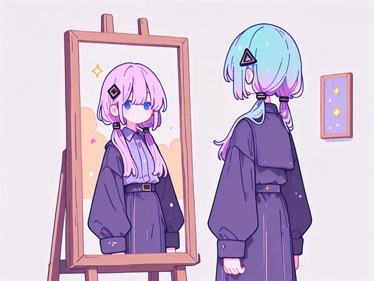 k4fu, diamond hair ornament, hair over shoulder, low twintails, Vocaloid, Kafu, I'm wearing a uniform, front, Standing picture, frontから見た,