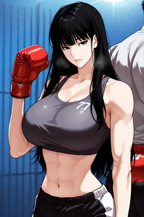 yeowool ha (yeowool ha zPDXL3, score_9_up, score_8_up, score_7_up, ,Masterpiece,(perfect female body:1.2), small waist, (incredibly detailed:1.4), (large breasts:1.4) looking at viewer, huge breasts, 1girl, Yeowool Ha, Black eyes, Black Hair, Long hair, sp...