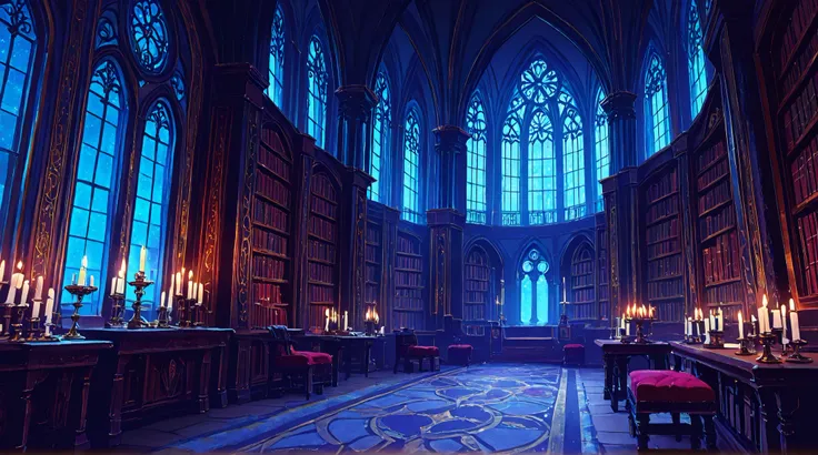 arafed room with many books and many candles, magical atmosphere, gothic epic library, magical library, magical realism and dark fantasy, gothic library, fantasy aesthetics!, very magical and dreamlike, magical realism style, dark fantasy setting, gothic e...