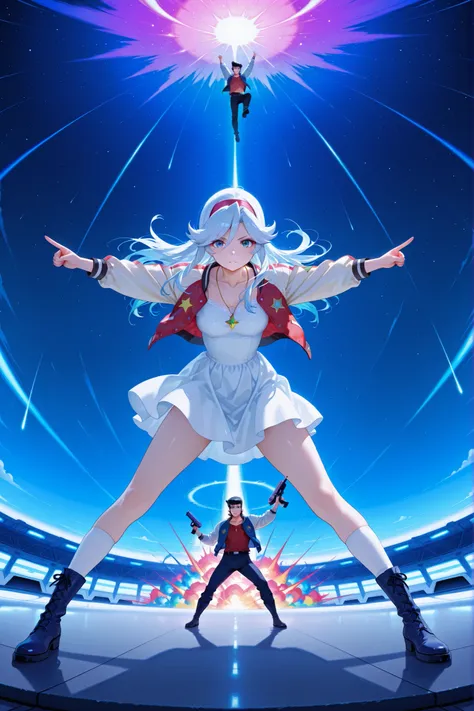 score_9, score_8_up, score_7_up, masterpiece, best quality, perfect facial features, highest resolution, 8k, amazing quality, detailed eyes, clear eyes, dynamic composition, dynamic pose, face clearly visible, whole body, low angle, 1girl 1man, two people,...