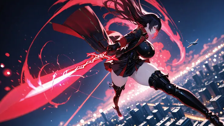 (masterpiece, best quality, ultra high res, highly detailed, perfect anatomy, illustration), 
dynamic aerial shot, motion blur, foreshortening, tilted shot, worm’s-eye view,dutch angle,
dramatic rim lighting, (flying mid-air:1.4), (hovering above city:1.3)...